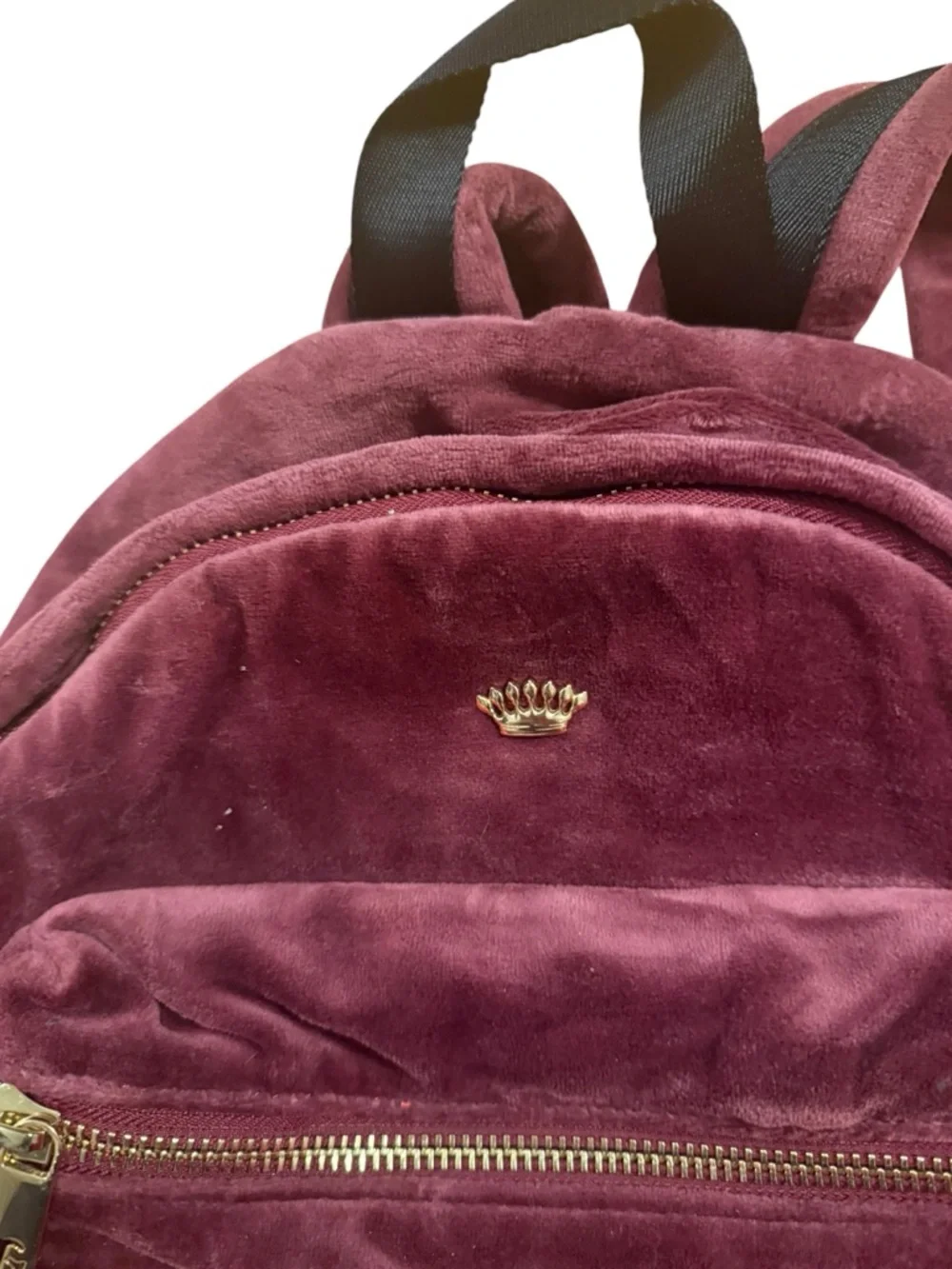 Juicy couture Velvet Burgundy Backpack with Gold Hardware